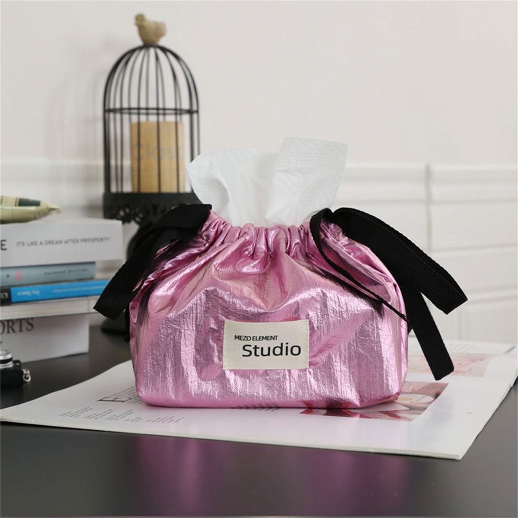 Stylish Drawstring Paper Holder Versatile Tissue Box Napkin Holder Convenient Tissue Bag Desktop Napkins Storage Case