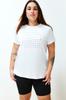 Women's Fashion Plus Size T-Shirt Crew Neck Short Orange Slit and Ruffle Detailed Boyfriend Knitted T-shirt