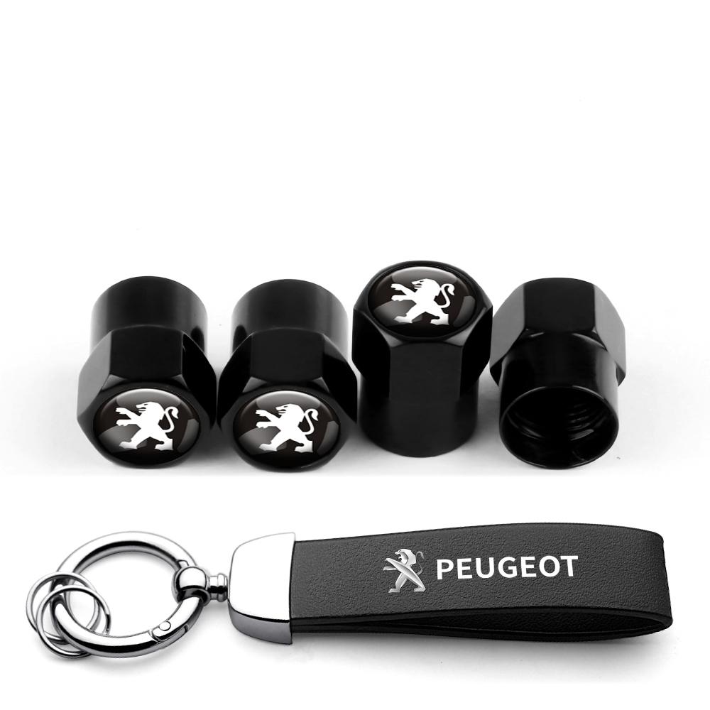 Peugeot Car Tire Wheel Valve Caps Cover Suede Car Key Chain Ring Keychain For 3008 508 206 208 306 307 308 406 407 4008 5008 408