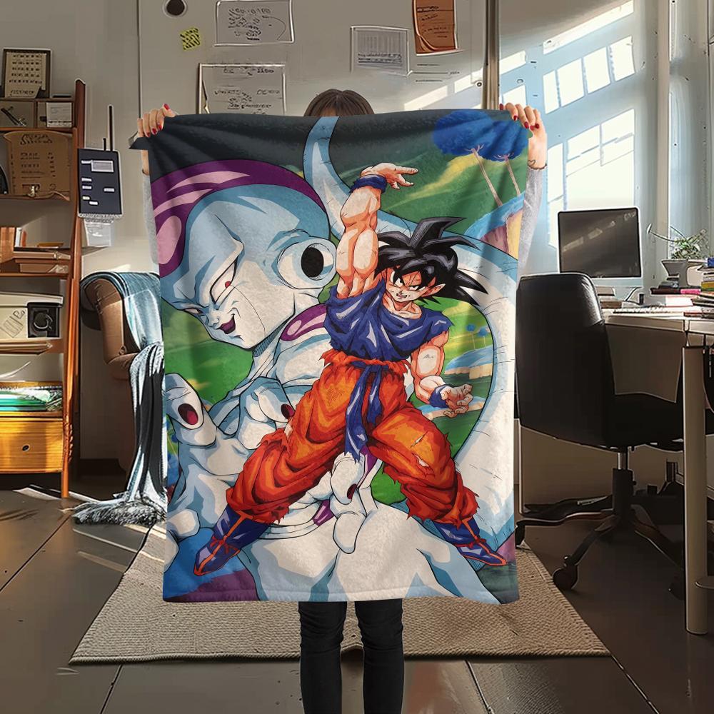 Dragon Ball Charaktere Druck Flanelldecke, Hohe Qualität, Bequem für Alle Jahreszeiten, Heimdekoration, Wärme und Komfort, Perfekt für Weihnachtsgeschenke