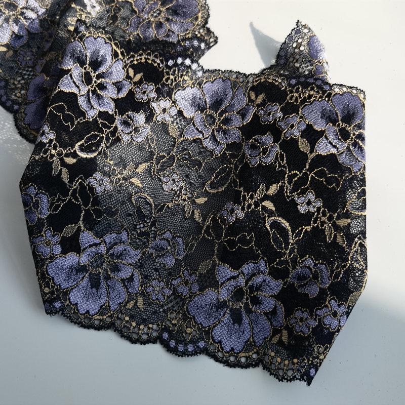 3m Deep Purple Japanese-Style Elastic Lace Trim, 16cm Wide, for Skirt Hem, Neckline, Cuffs, and Lingerie