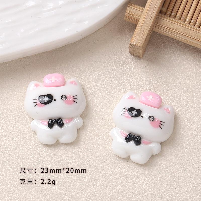 10Pcs New Kawaii Cartoon Nurse Kitten Series Flat Bottom Scrapbook  Diy Jewelry Making Hairwear Accessorie A20