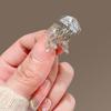 Women Brooch Blue Faux Crystal Jellyfish Shape Lapel Pin Suits Coats Bags Scarves Badge Versatile Accessory