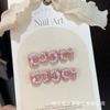 10Pcs French Handmade Short Press On Nails Floral Design Full Cover Stick On False Nails