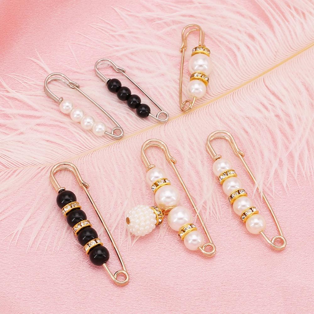 8-Piece Pearl Waist Adjusting Safety Pins, Elegant Pants Waist Cincher Brooch, Ideal Choice for Daily Clothing Repair