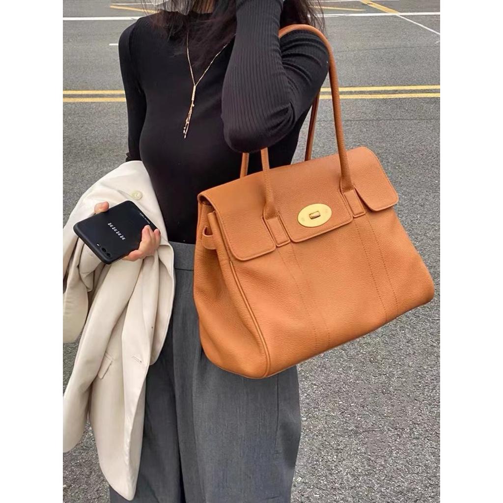 Women's bag leather high-end summer first-layer cowhide tote bag large-capacity commuting fashion shoulder bag portable soft leather bag