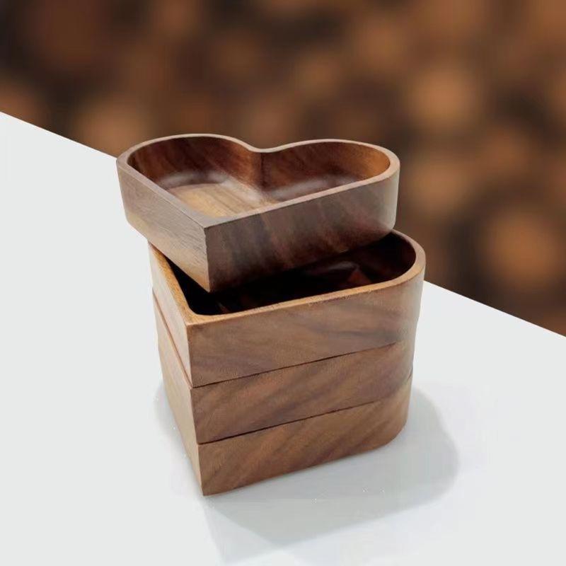Heart Candy Dish in Wood Finish, Open Serving Tray for Sweet Display, Coffee Table Accent, Dining Tables and Anniversary Table Styling