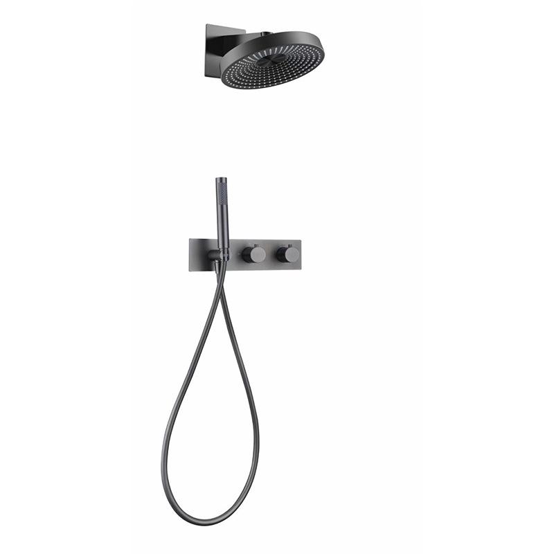 Bathroom Shower Faucet Set Brass Wall Mounted Gray Rainfall style Shower Brush Gold /Gray Finished 2 Functions Shower Faucet