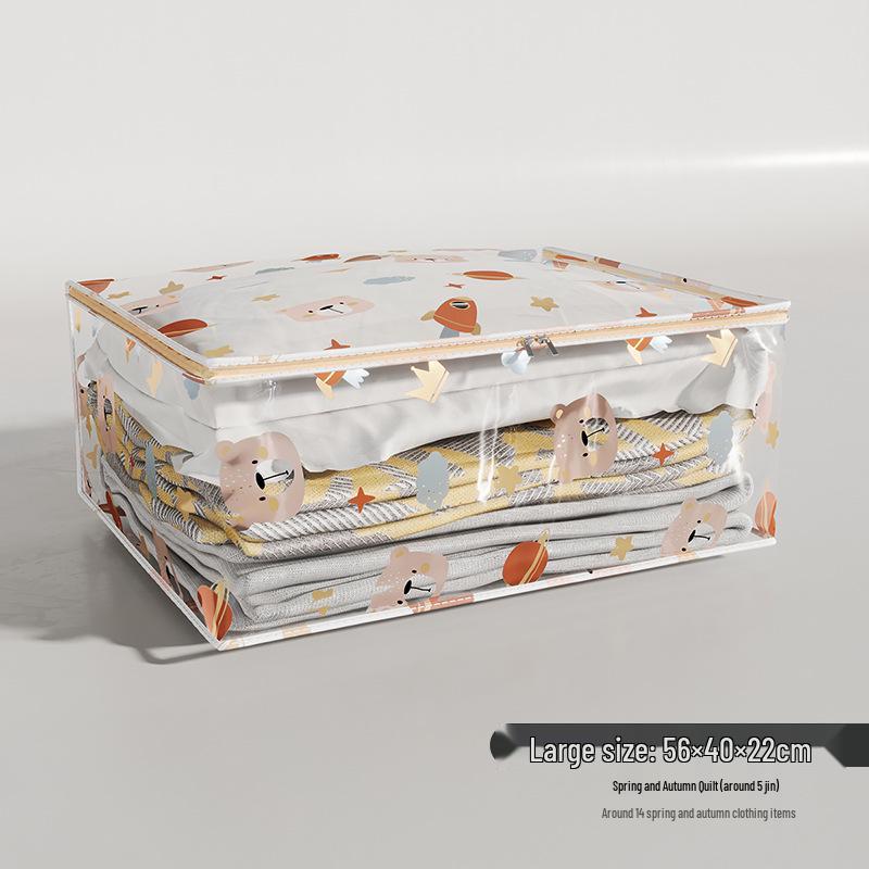 Thickened Transparent Space Bear Quilt Storage Bag - Dustproof, Printed, Large Capacity, 3D Design