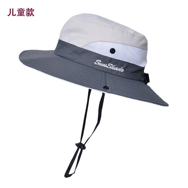Sommer Damen Outdoor Sonnenhut Zopfloch Fischerhut Sonnenschutz Sonnenhut atmungsaktiv Bergsteigerhut Eltern-Kind-Modell