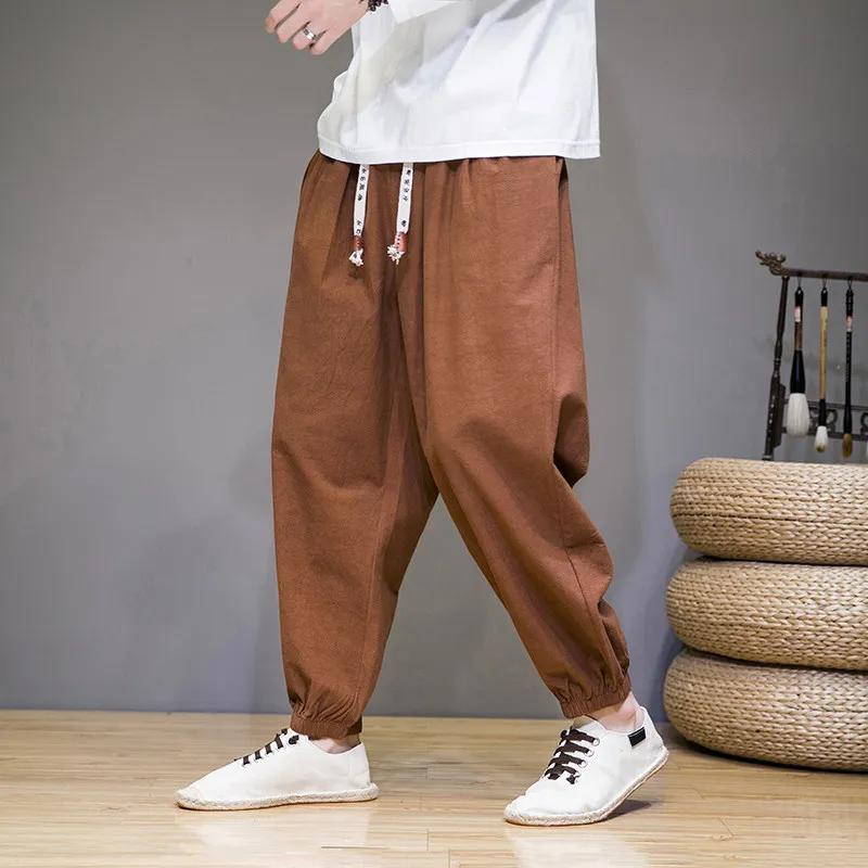 Men Casual Harajuku Pants Men Loose Long Trousers Male Retro Trendy Chinese Style Pants Spring Autumn Men Cotton Comfortable Pants
