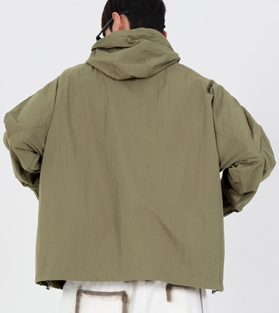 Button Seoul Air Shell Hoodie Windbreaker (Khaki Grey)