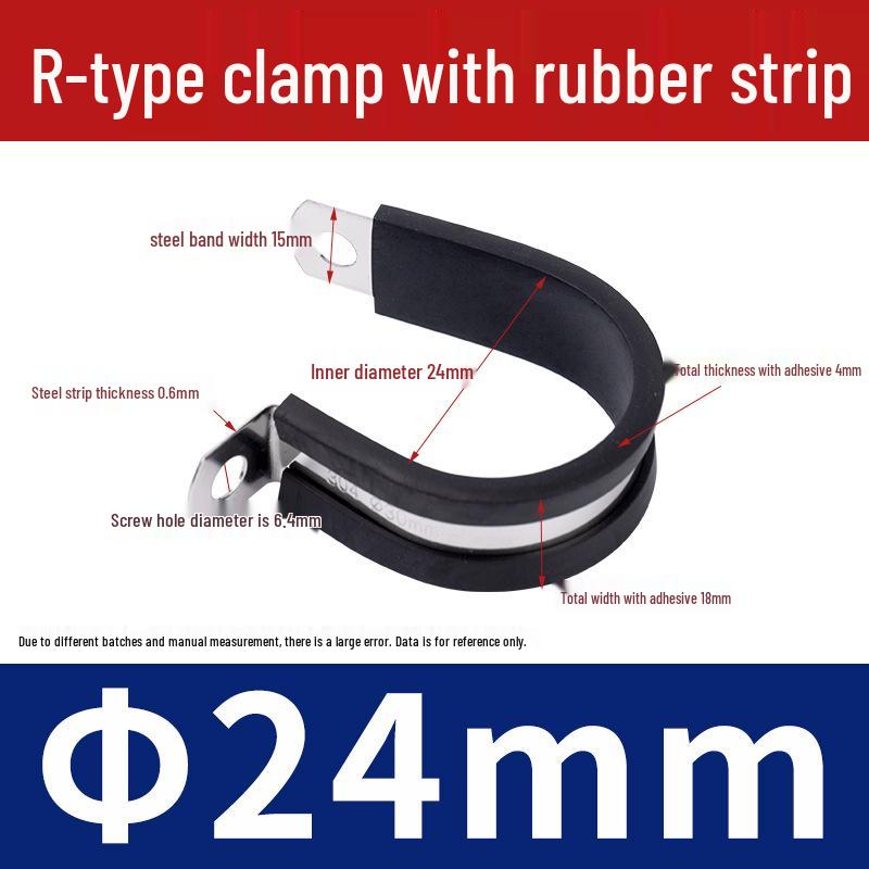 Stainless Steel R-Type Rubber Strip Shock-Absorbing Pipe Clamp