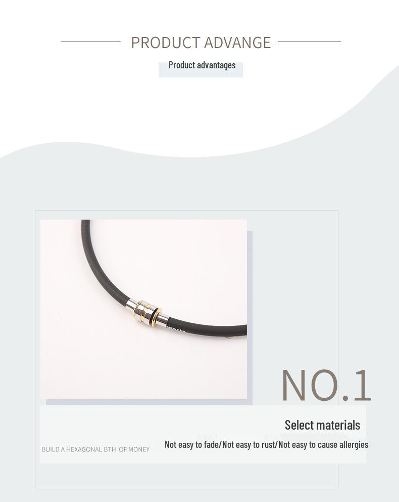 Men's Titanium Steel Negative Ion Silicone Choker Pendant - Unisex Fashion Jewelry