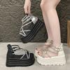 Platform sandals women's fashion outer wear in the summer of 2025 new models with a height increase of 8cm for small people, easy to match, muffin Rom