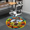 1pc Autumn Pumpkin Wreath Chair Carpet for Office, Round Polyester Mat, Indoor Decor for Office, Easycare Fabric, Washable Non-slip Area Carpet
