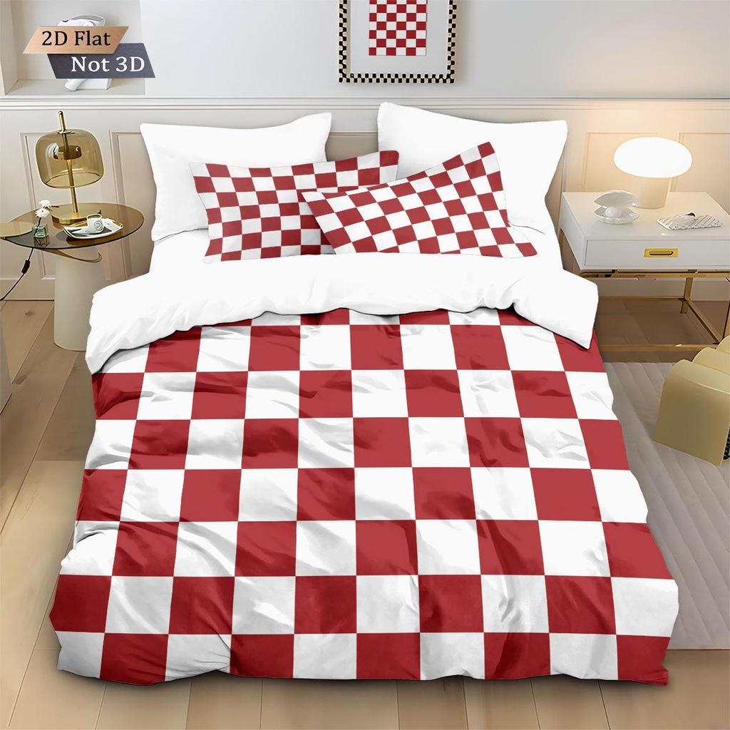 Geometric Colorful Checkerboard 3D Printed Brushed Duvet Cover Set