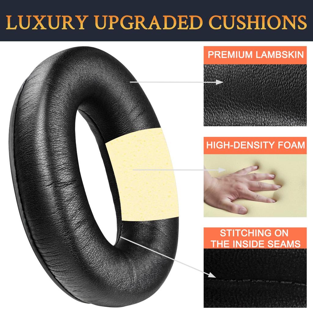 SOULWIT Sheepskin Ear Pads/Cushions for Bose Aviation X A10/A20 Headset, Replacement Noise Isolating Head Pads, Compatible Ear Cups, Black