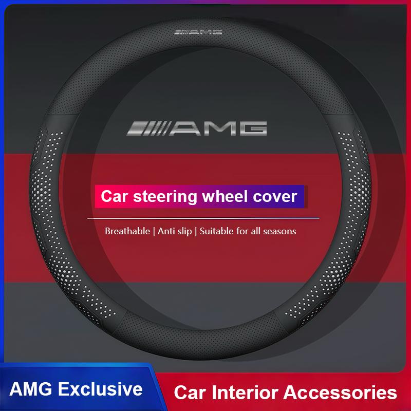 Car Steering Wheel Cover With Anti-Slip Breathable Leather For Mercedes Benz AMG GLC W203 W206 W220 W205 W211 W212 W201 W210 GLE