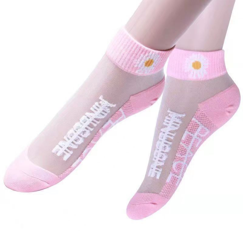 1 Pair Women's Floral Print Short Socks Breathable Socks for Summer