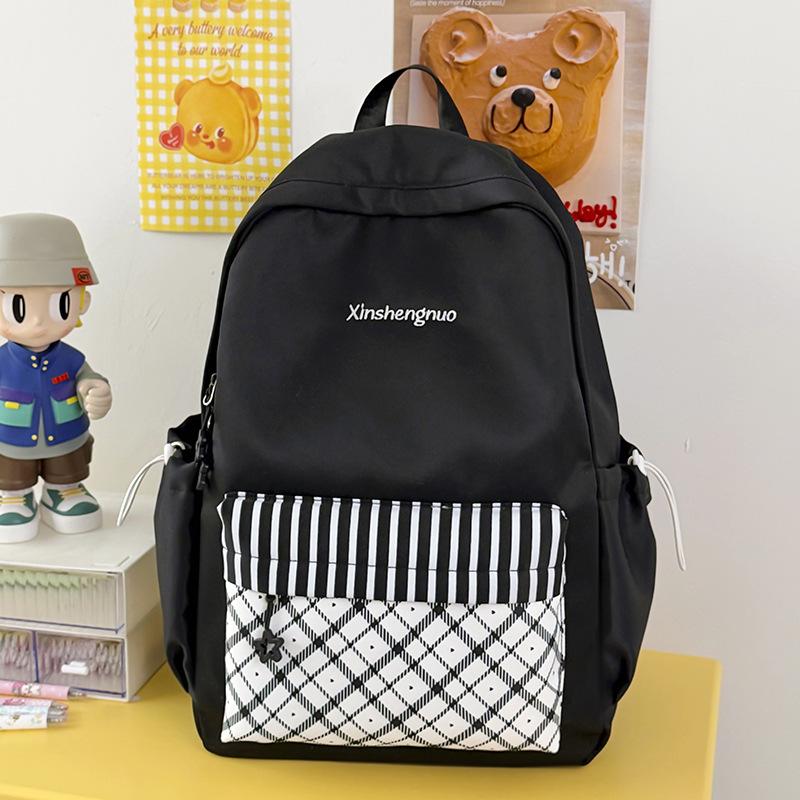 Schoolbag Milk Whirring Vitality Plaid Color Matching Fashion Primary School Students Schoolbag Female Backpack Junior High School Students