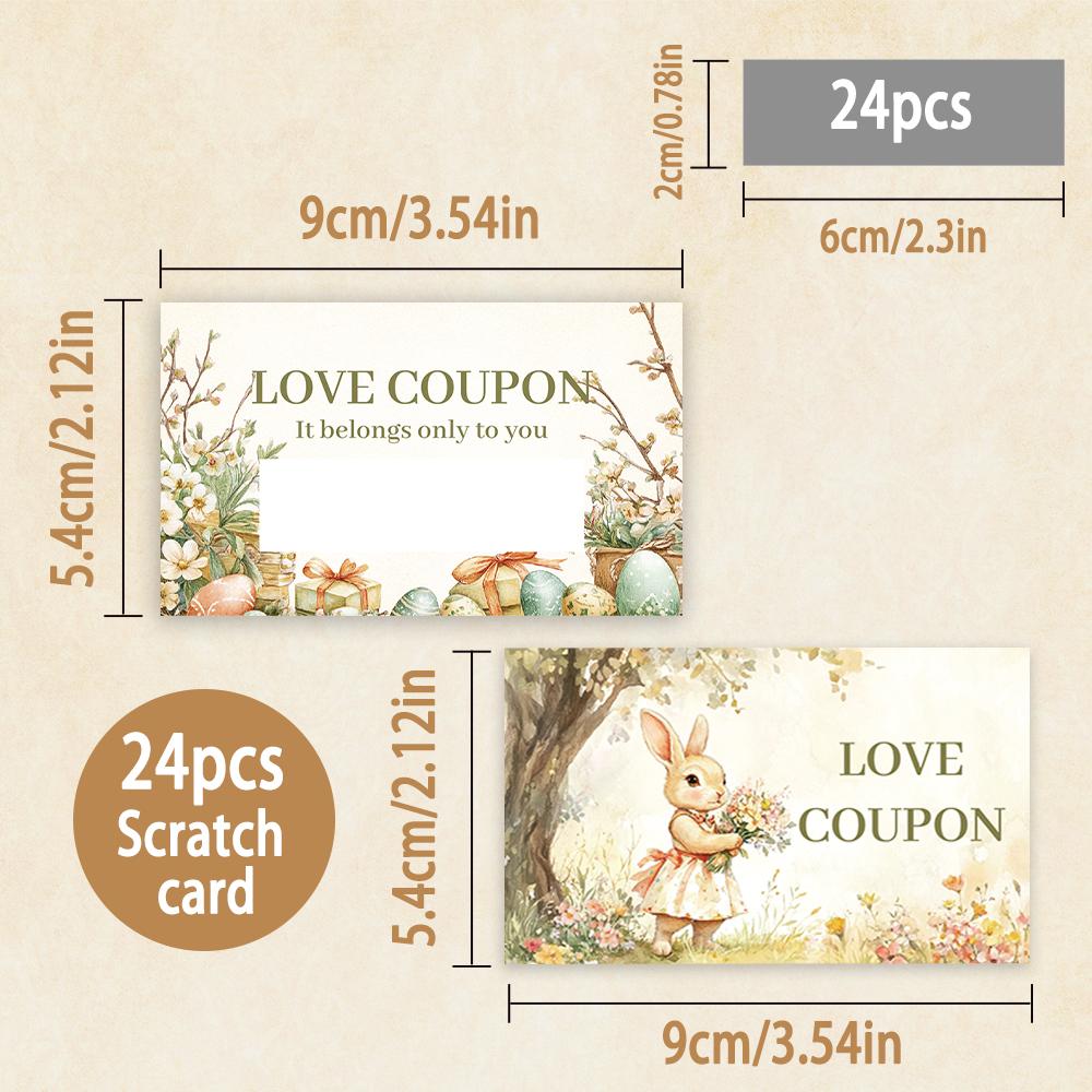 24pcs Blank Scratch-Off Cards, Easter Lucky Scratch-Off Cards, Holiday Surprise Scratch-Off Cards, Party Decorations, DIY Cards