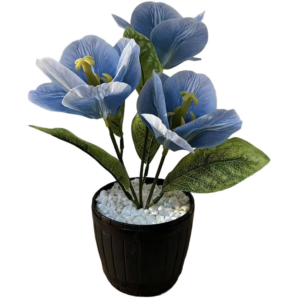 

Artificial Tulip Bonsai Decor with Lifelike Texture and Shape for Enhancing Entryway Sideboard or Bookshelf Ambience синий