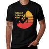 Climb Like A Girl Distressed Retro Rock Climbing 08s Tshirt Work Style Casual Tshirt