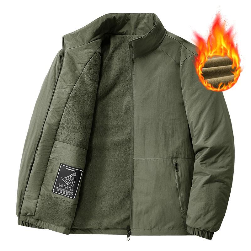Live Broadcast Versatile Men's Jacket: Stand Collar Coat for Spring, Autumn, Winter - Suitable for Middle-aged and Young Men, Loose Fit.