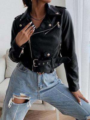 Leather Motorcycle Jacket for Women - Spring & Autumn Slim Fit