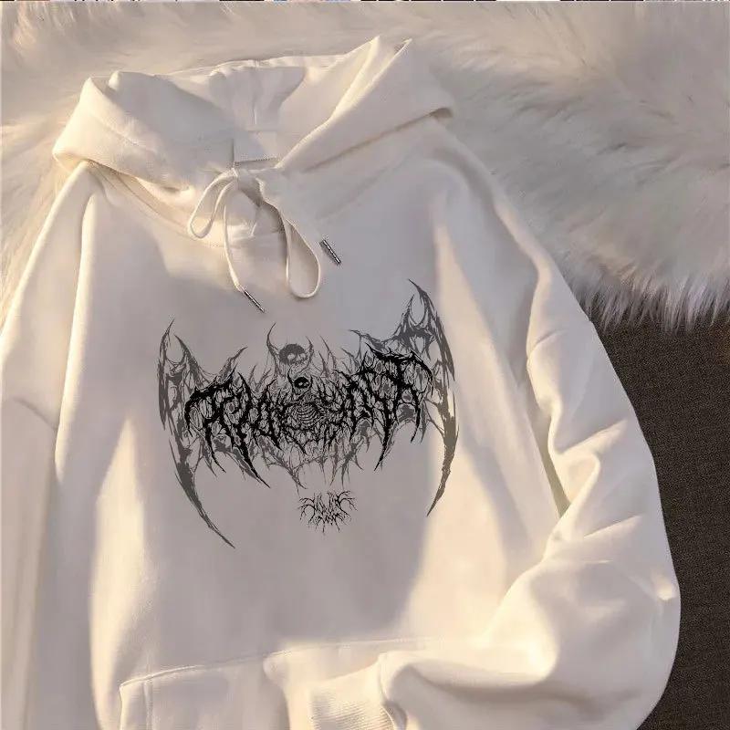 Men's Hoodie Sweatshirt with Original Dark Skull Bat Graphic Design for Daily Street Style Wearing and Casual Outing Activities