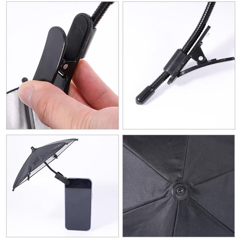 Umbrella Shape Mini Car Phone Sunshade 360-degree Rotation Motorcycle Phone Shade Auto Phone Stand Sun Visor for Car Interior