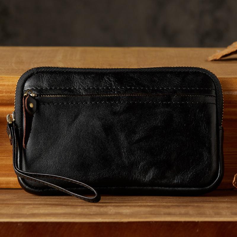 

Handcrafted Original Men s Genuine Leather Mobile Phone Retro Vegetable-tanned Cowhide Multi-functional Designer Luxury Bag 18x12x2cm