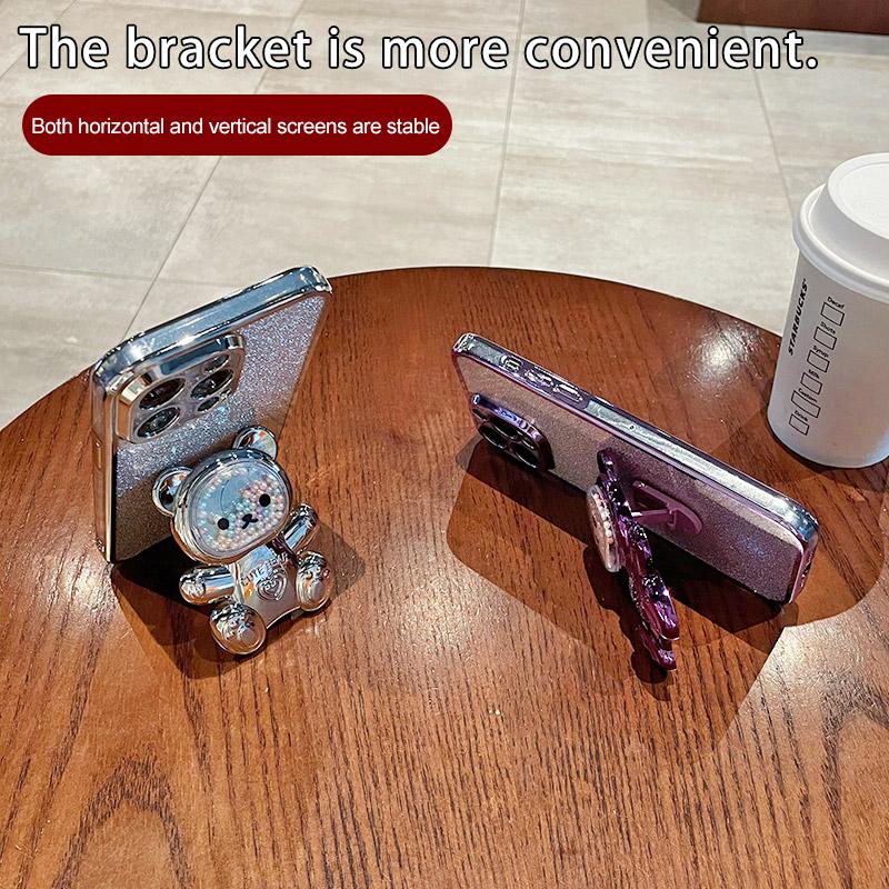 Candy Bear Stand Holder Glitter Phone Case For OnePlus 12 8T 9R 10 11 Pro 11R Nord CE 2 3 Lite ACE 2V 3V N20 N30 5G Soft Cover