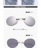 Rimless Retro Round Ultralight Clip-on Sunglasses - Matrix Morpheus Style