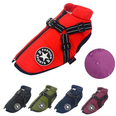 Haustier-Hundejacke mit Geschirr, warme Winter-Hundekleidung, wasserdichter Hundemantel für kleine große Hunde, Chihuahua, französische Bulldogge