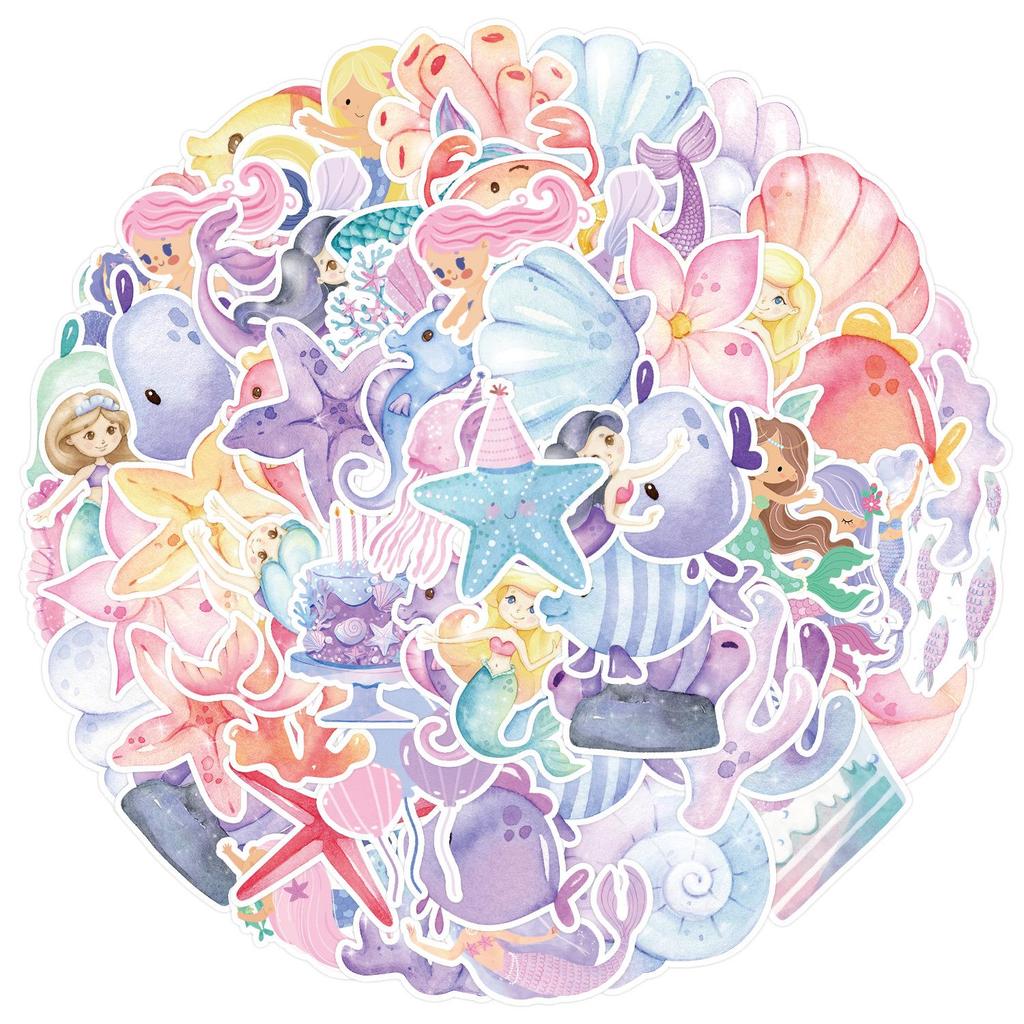 50/100 Cartoon Ocean Graffiti Stickers for Notebooks, Phones, Bottles, Waterproof Journals