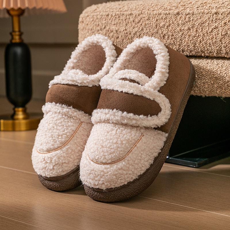 Bag heel cotton shoes women's winter new cotton slippers girl bag heel cotton drag couple velvet warm wool slippers