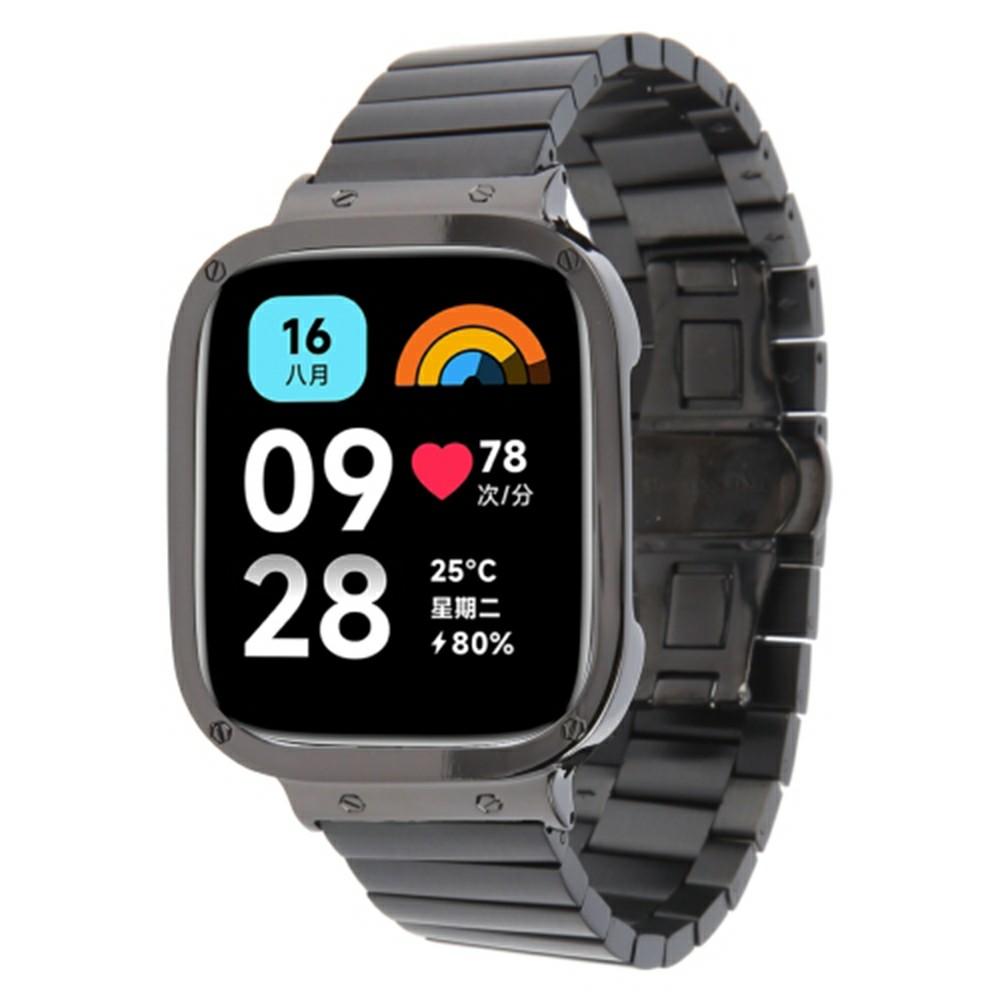 

For Xiaomi Redmi Watch 3 Lite Stainless Steel Replacement Strap with Metal Watch Case A