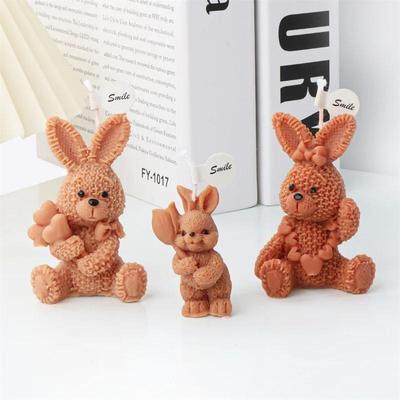 Osterhase Silikon Kerzenform für DIY Aromatherapie Kerze Gips Ornamente Seife Epoxidharzform Tierstatue Neu