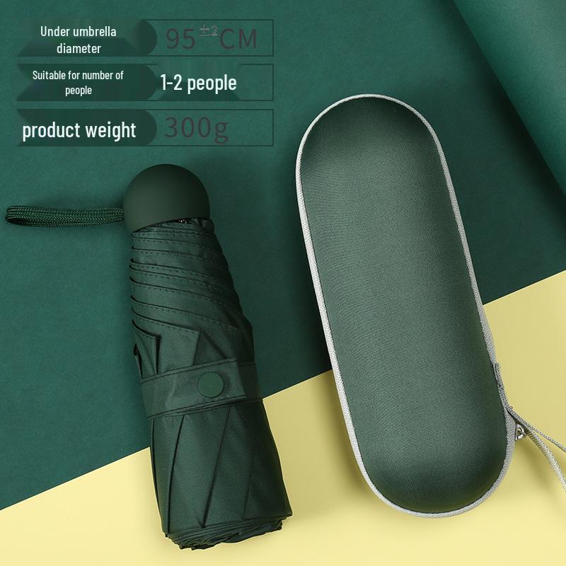 

Компактный зонт в пять сложений: Портативная карманная капсула от солнца с солнцезащитным кремом с черным пигментом, ультралегкая для солнца и дождя.