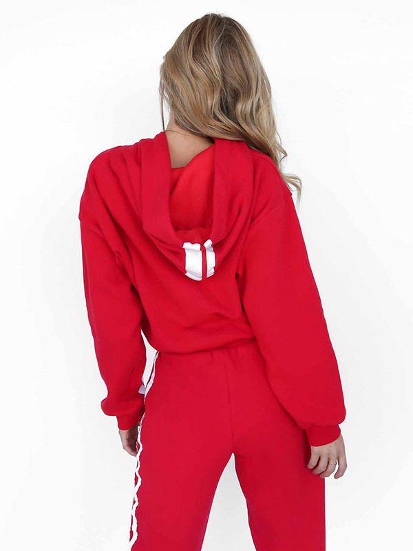 Women Casual Sweatshirt Sports Pants Hooded Cropped Sweatshirt