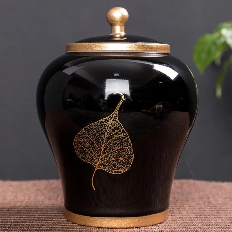 Tea Containers Ceramic Sealed Can Large Coarse Pottery Storage Tank Pu'er Tea Tea Canister Tea Caddy TeaJar Japanese Jar Storage