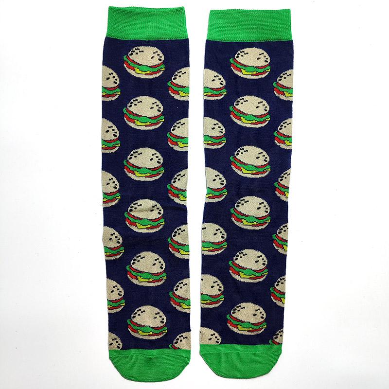 Men Socks Letter Stripe Star Goddess of Liberty Eagle Pattern Couple Socks Gourmet Burger Sandwich Pizza Funny Cotton Socks