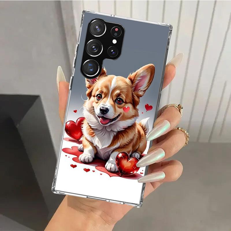 Lovely Puppy Heart Dogs Phone Case for Samsung Galaxy S26 S24 S23 Ultra S25 Edge S22 S21 Plus S20 FE + Soft Print Shell Funda Ga