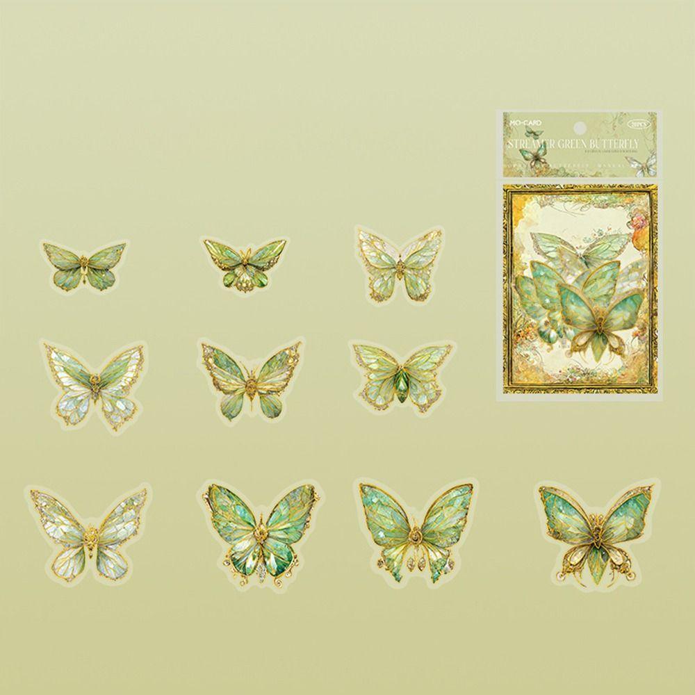 Handmade Butterfly Collage Sticker Decorative Ice Crystal Laser Butterfly Sticker   Scrapbooking