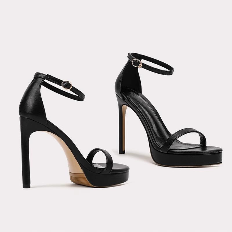 2025 new SW word with high heels waterproof table black catwalk Internet celebrity sexy versatile stiletto sandals women