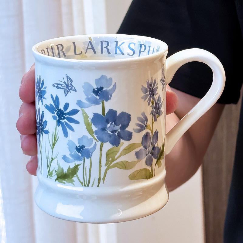 

Дизайн Чувство Чашка Высокий Конец Ретро Стиль Масляной Живописи Перезвон Цветок Кружка Керамическая Чашка для Воды Женская Дом Офис Кофейная Чашка 380ML