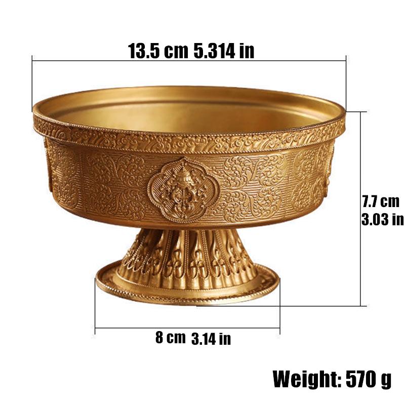 

Copper Tribute Buddhist Plate Auspicious 13.5 cm Brass Tibetan Engraving Buddha Fruit Tray Saucer Home Gift Desktop Decorative M 13.5cm золотий