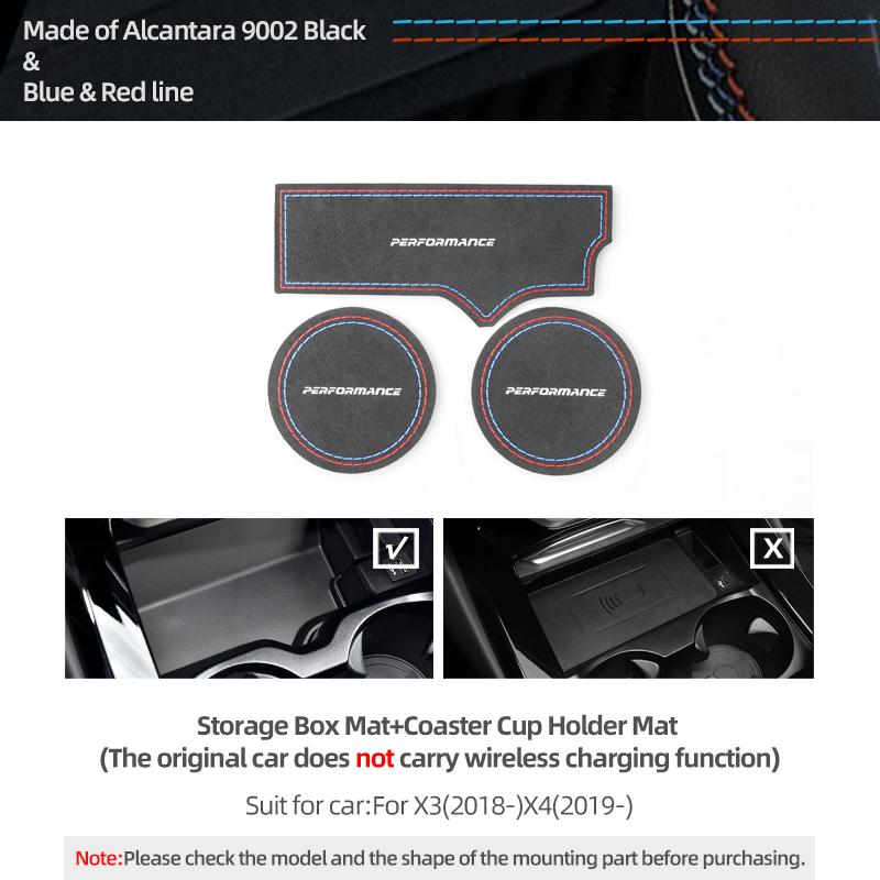 

Для BMW X3 G01 X4 G02 2018-2024 Из Алькантары Коврик-подстаканник для салона автомобиля Накладка на панель Стикер Performance Аксессуары Red Blue Style B